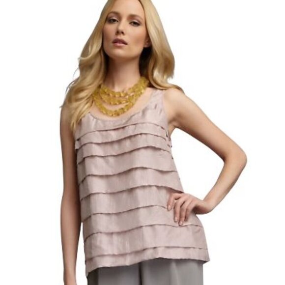 Eileen Fisher Silk Habutai Layered Tank Top - Picture 1 of 6